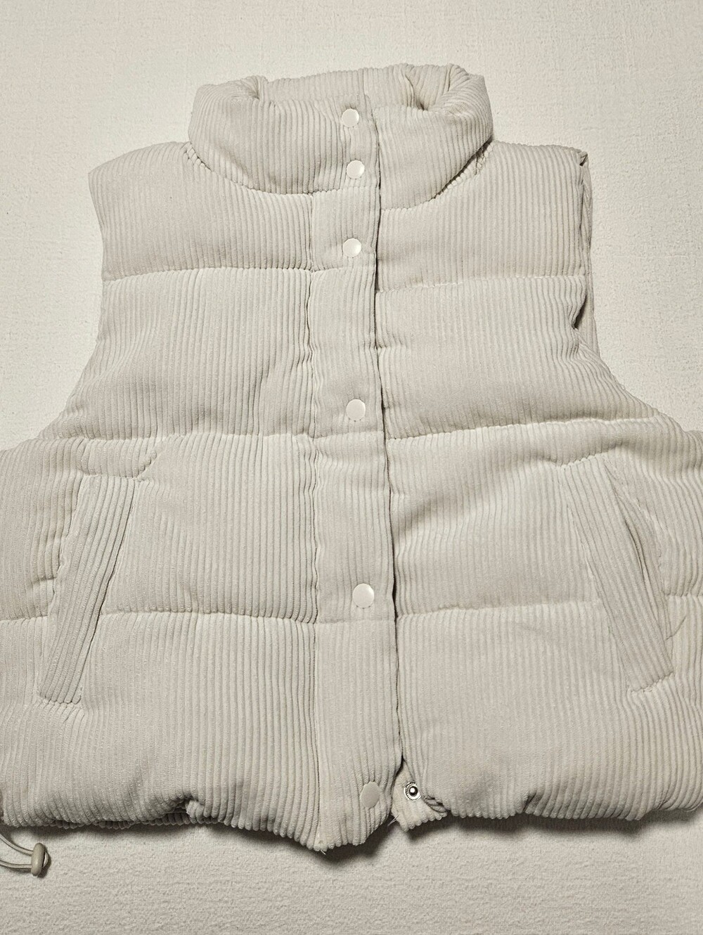Love Tree Corduroy Puffer Vest - Light Cream Size Medium